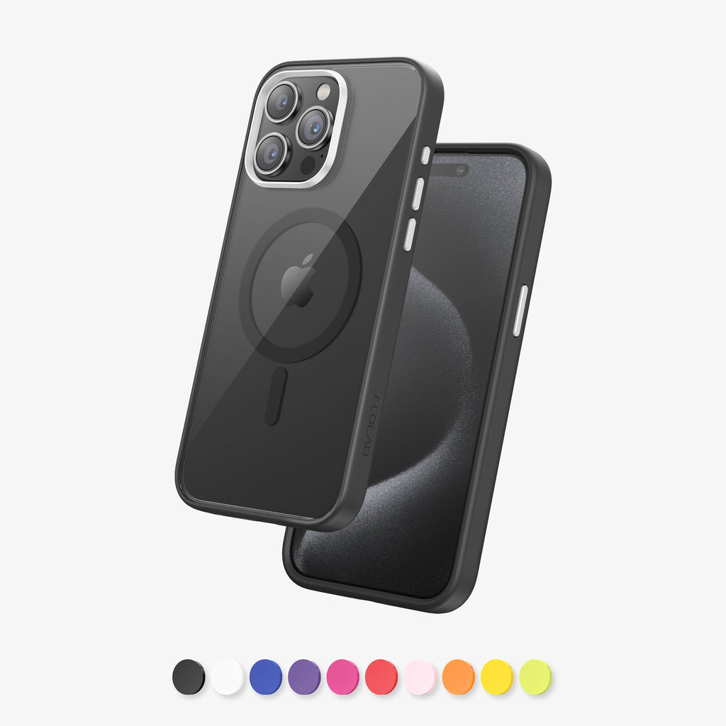 FLOLAB Surtect Tri-Fusion MagSafe Compatible Case – iPhone 15 Series (Stealth Black Clear)