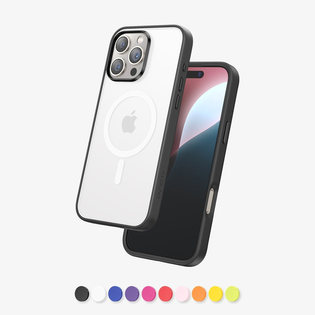 FLOLAB Surtect Tri-Fusion MagSafe Compatible Case – iPhone 16 Series (Black Frost White Ring)