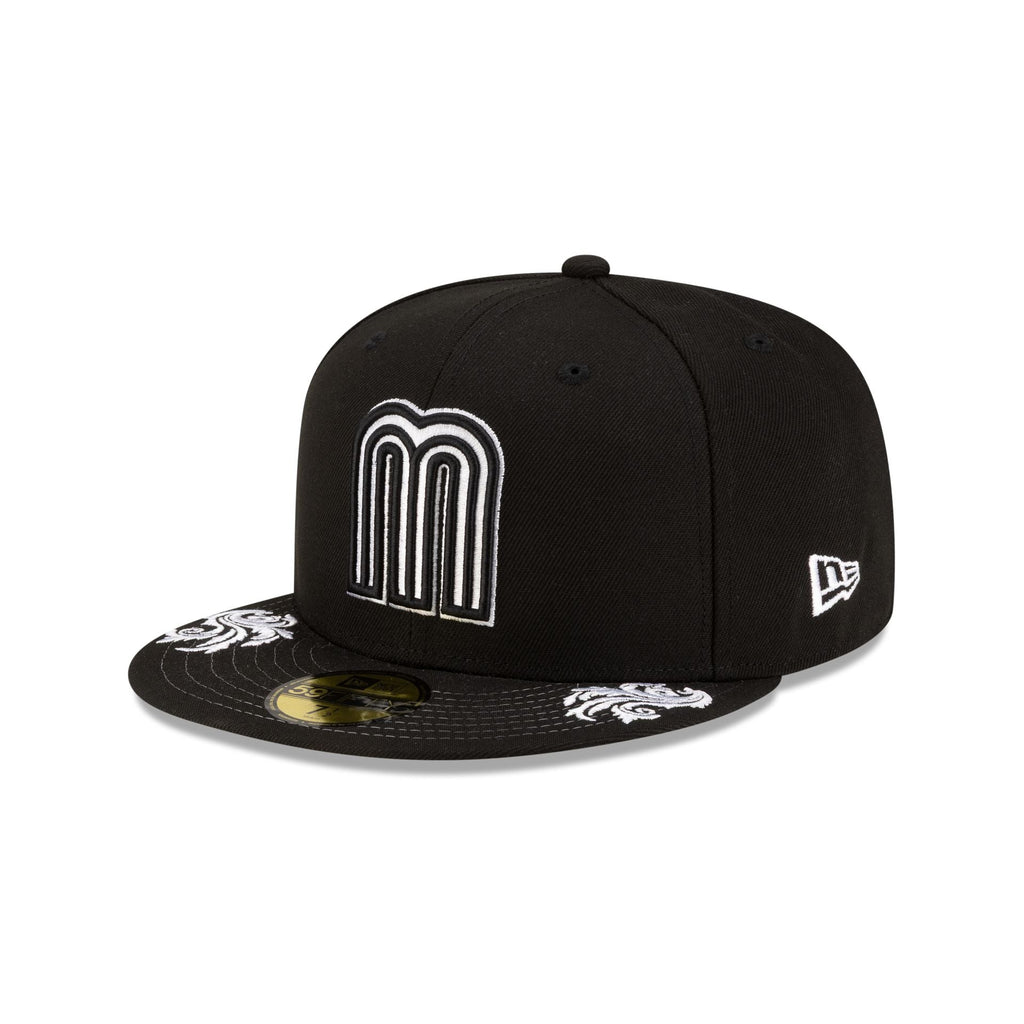 Mexico Baseball Script Black and White 59FIFTY Fitted Hat - Image 3