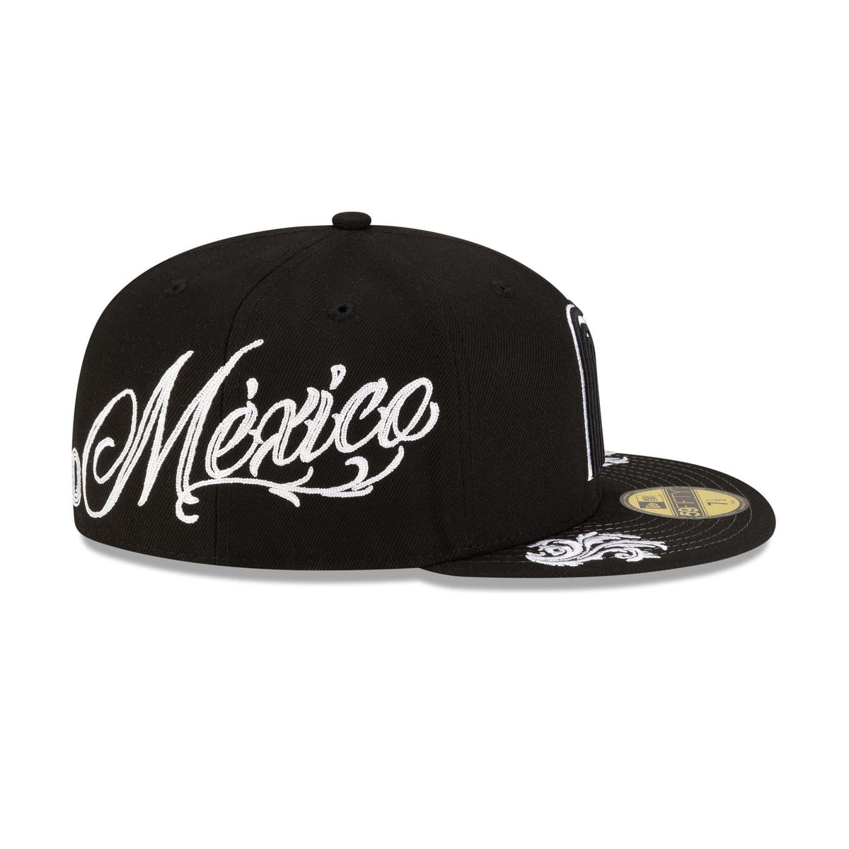 Mexico Baseball Script Black and White 59FIFTY Fitted Hat - Image 4