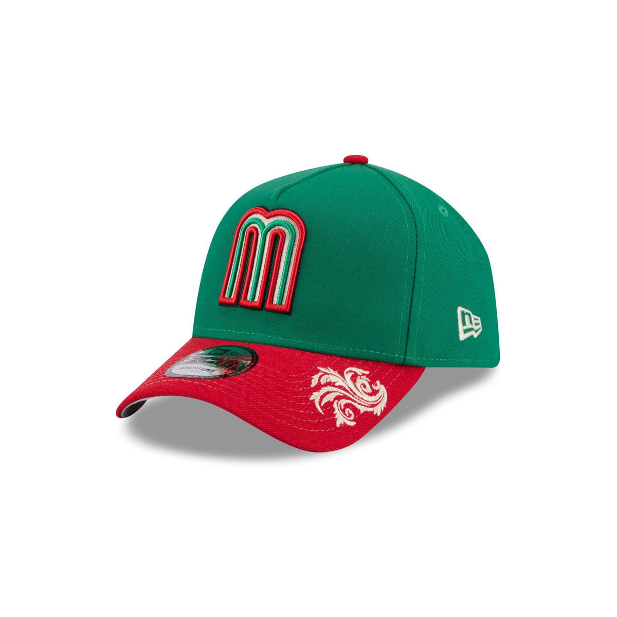 Mexico Baseball Script 9FORTY A-Frame Snapback Hat - Image 3
