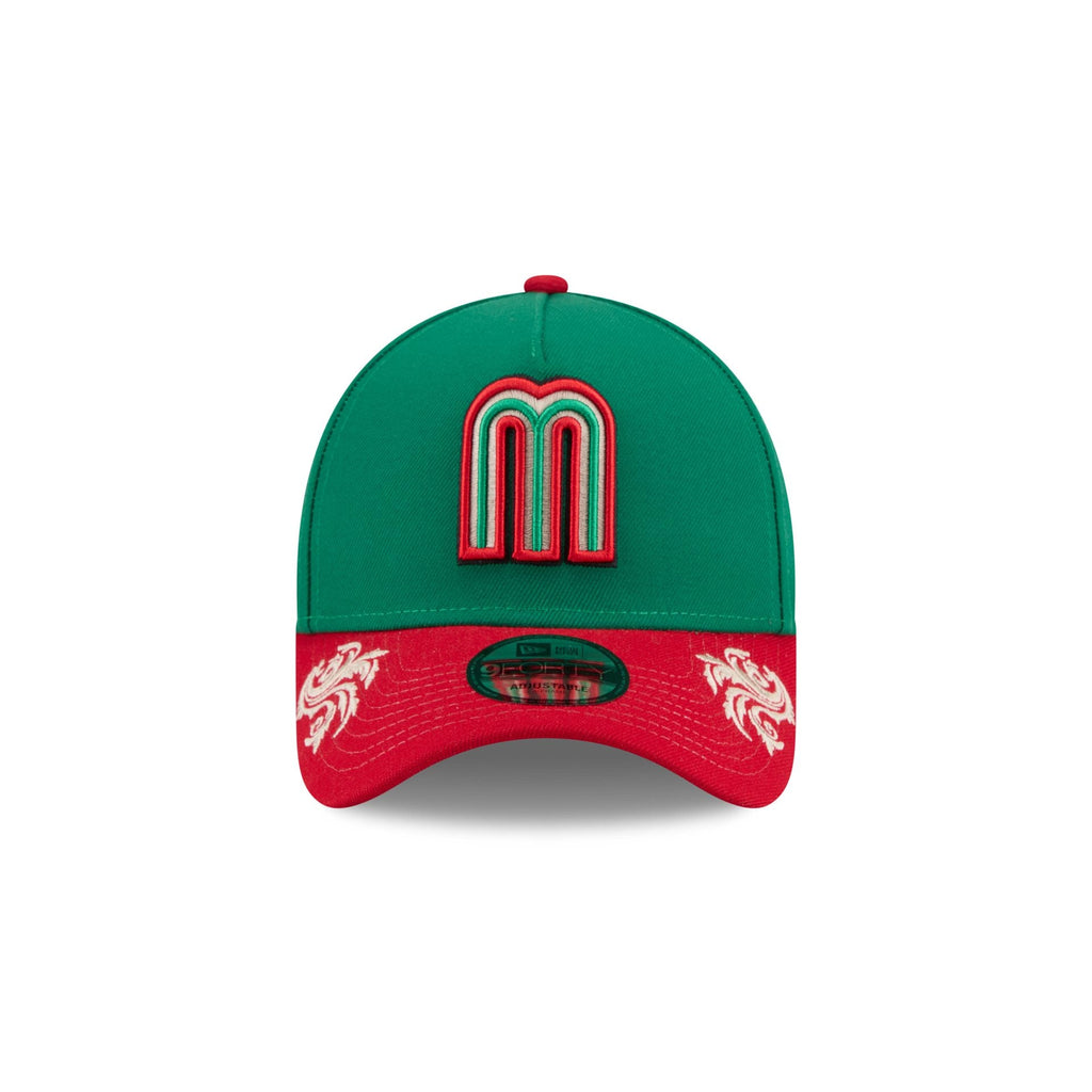 Mexico Baseball Script 9FORTY A-Frame Snapback Hat - Image 2