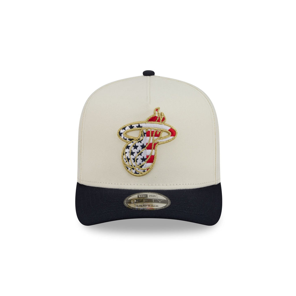 Miami Heat Chrome White Stars and Stripes 9FIFTY A-Frame Snapback Hat - Image 2