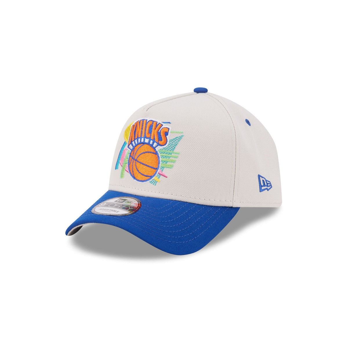 New York Knicks Hardwood Classics Retro Stone 9FORTY A-Frame Snapback Hat - Image 3
