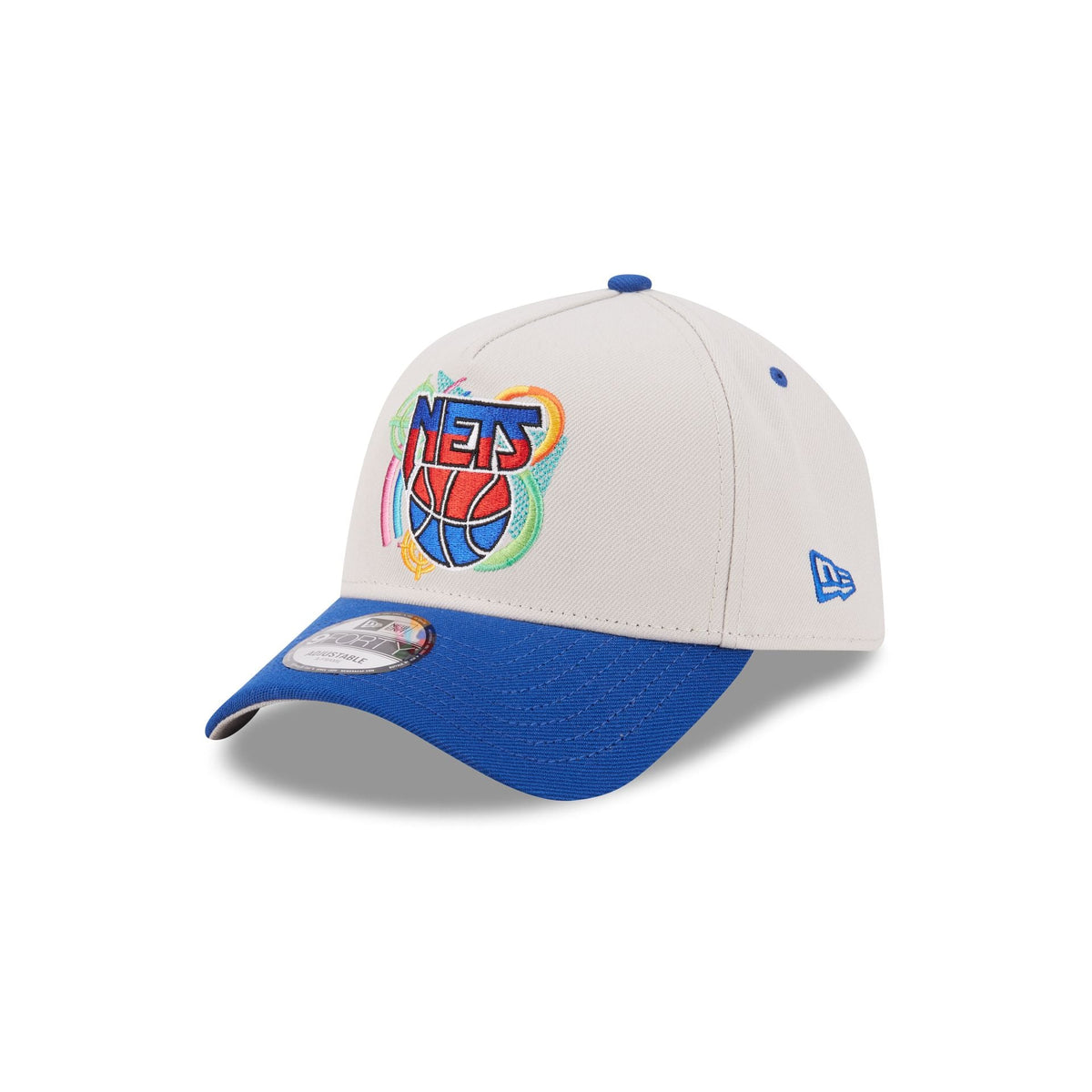 New Jersey Nets Hardwood Classics Retro Stone 9FORTY A-Frame Snapback Hat - Image 3