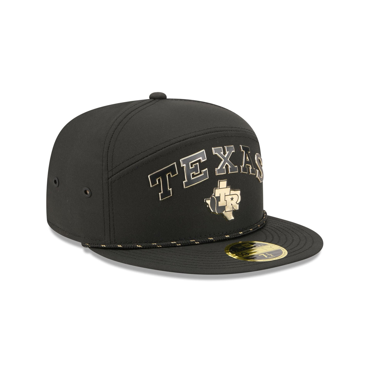 Texas Rangers Gold Logo Rope Split Panel 59FIFTY Fitted Hat - Image 3