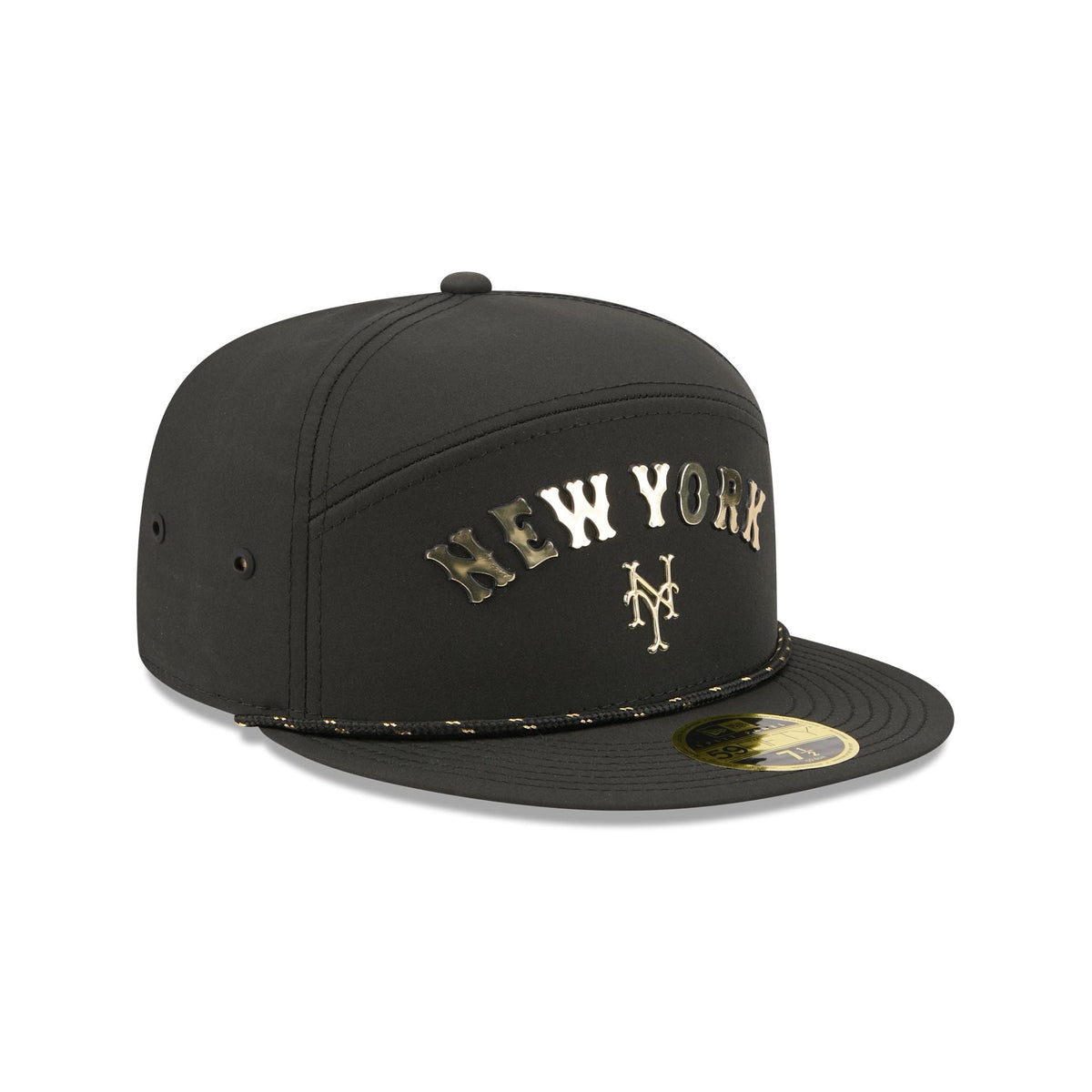 New York Mets Gold Logo Rope Split Panel 59FIFTY Fitted Hat - Image 3