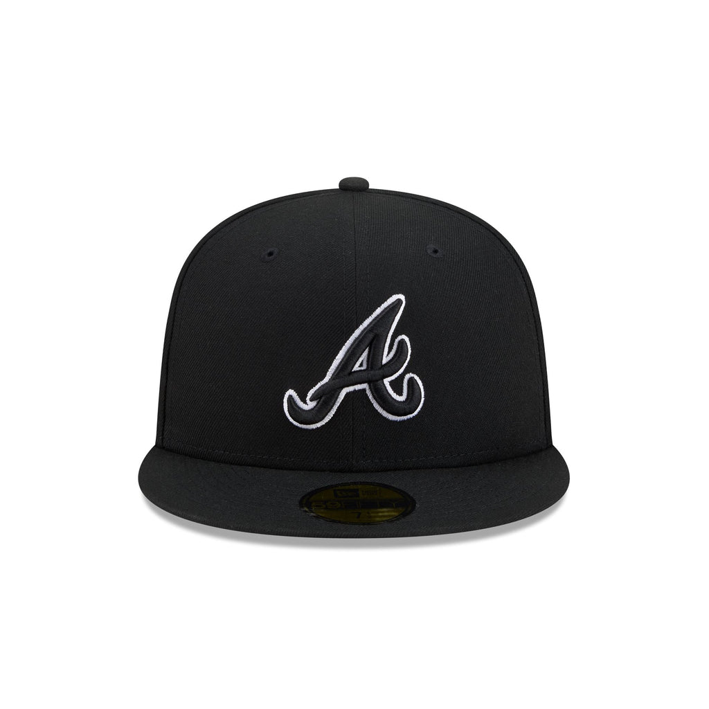 Atlanta Braves Black and White Basic 59FIFTY Fitted Hat - Image 2