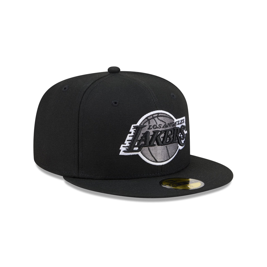 Los Angeles Lakers Black and White Basic 59FIFTY Fitted Hat - Image 3