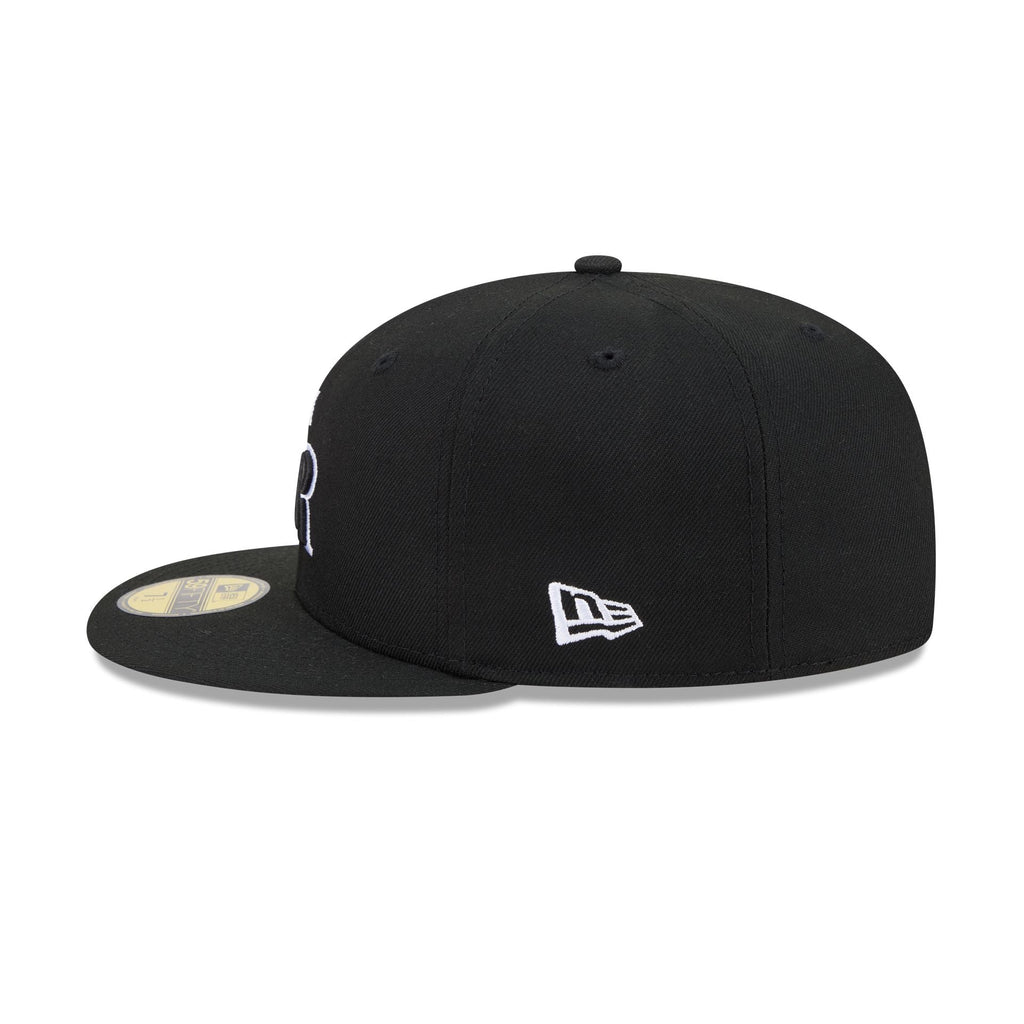Colorado Rockies Black and White Basic 59FIFTY Fitted Hat - Image 4