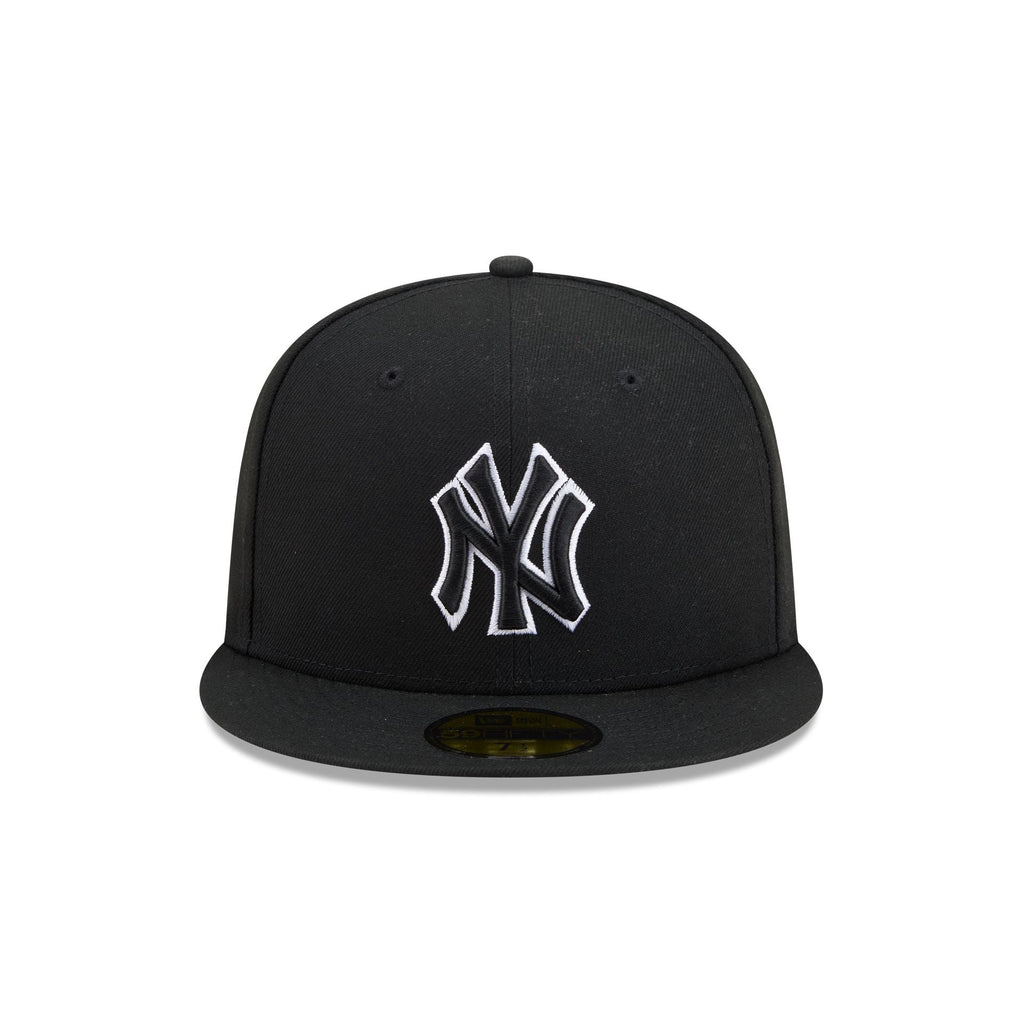 New York Yankees Black and White Basic 59FIFTY Fitted Hat - Image 2