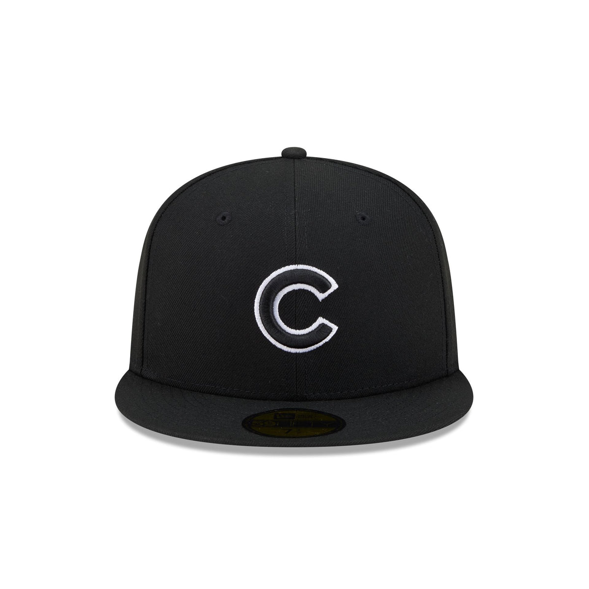 Chicago Cubs Black and White Basic 59FIFTY Fitted Hat - Image 2