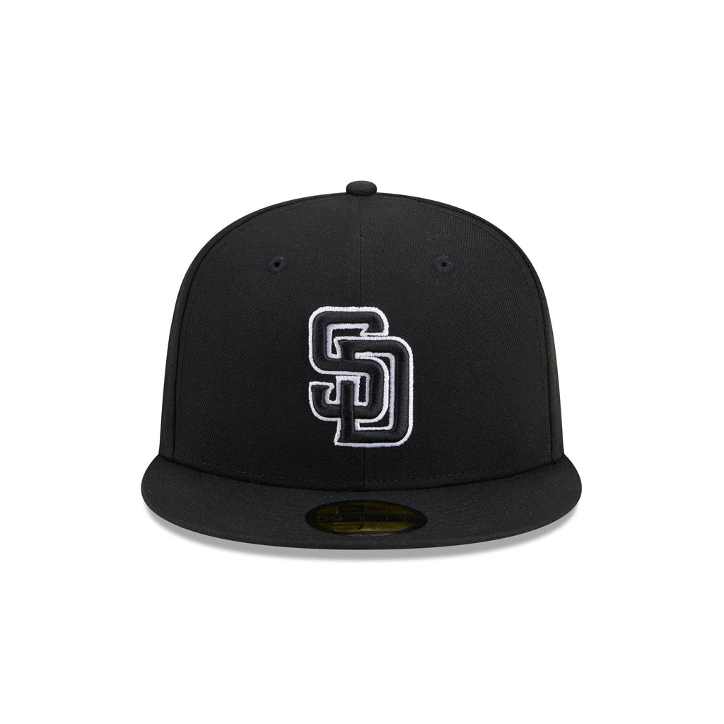 San Diego Padres Black and White Basic 59FIFTY Fitted Hat - Image 2