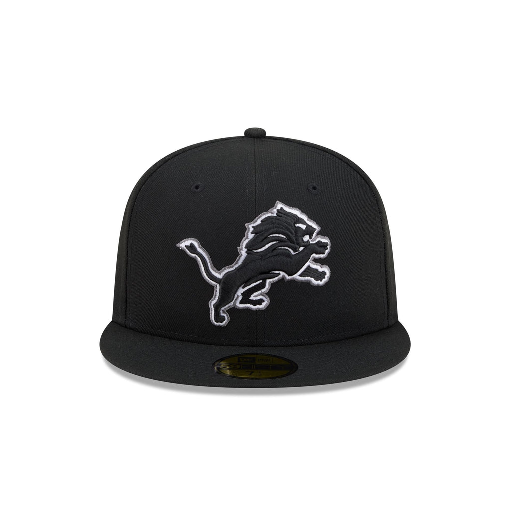Detroit Lions Black and White Basic 59FIFTY Fitted Hat - Image 2