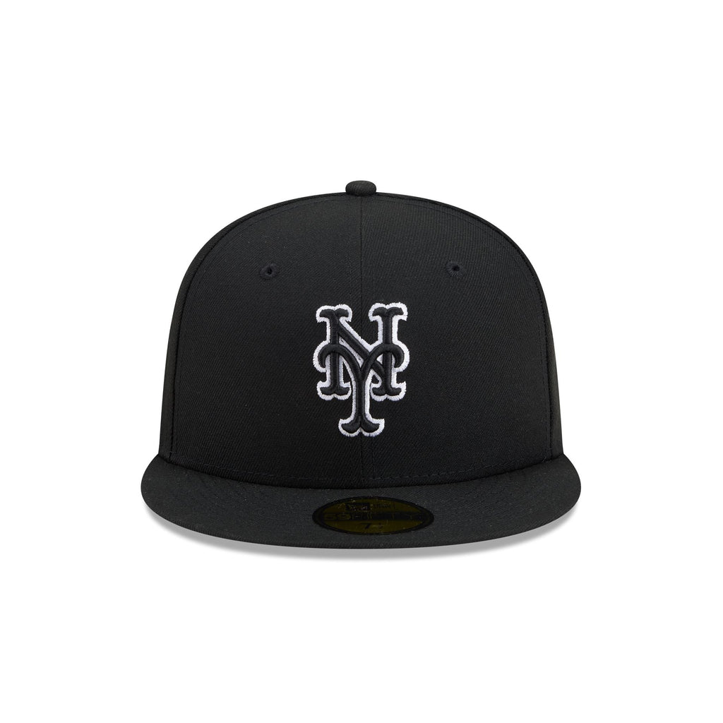 New York Mets Black and White Basic 59FIFTY Fitted Hat - Image 2