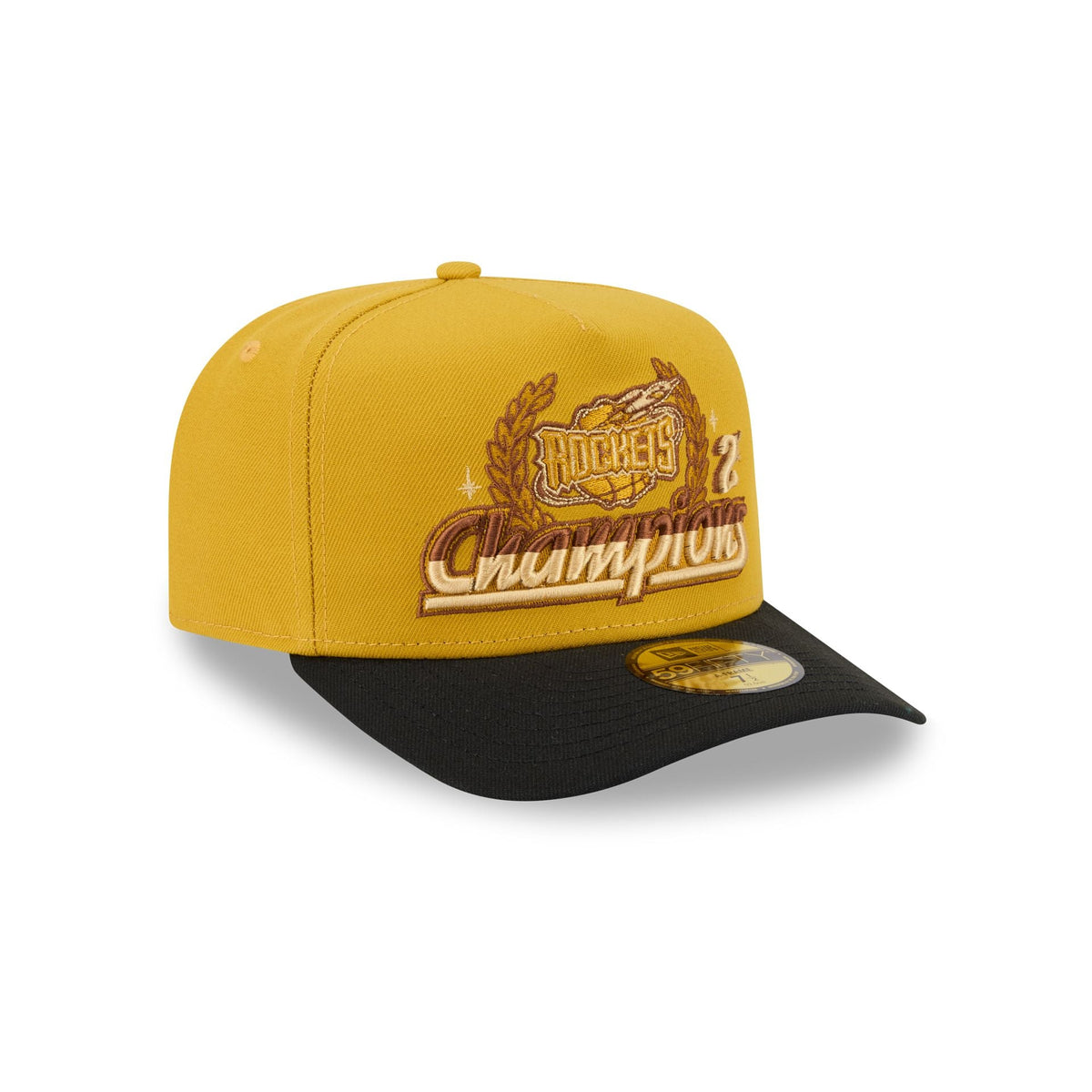 Just Caps Hardwood Classics Trophy Yellow Houston Rockets 59FIFTY A-Frame Fitted Hat - Image 3