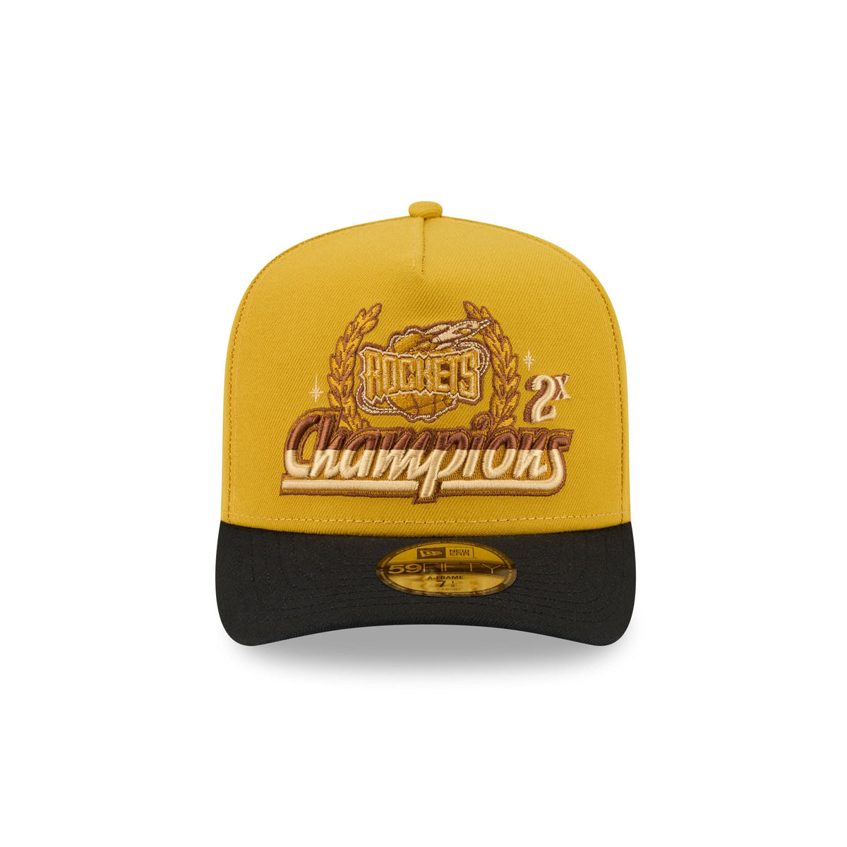 Just Caps Hardwood Classics Trophy Yellow Houston Rockets 59FIFTY A-Frame Fitted Hat - Image 2
