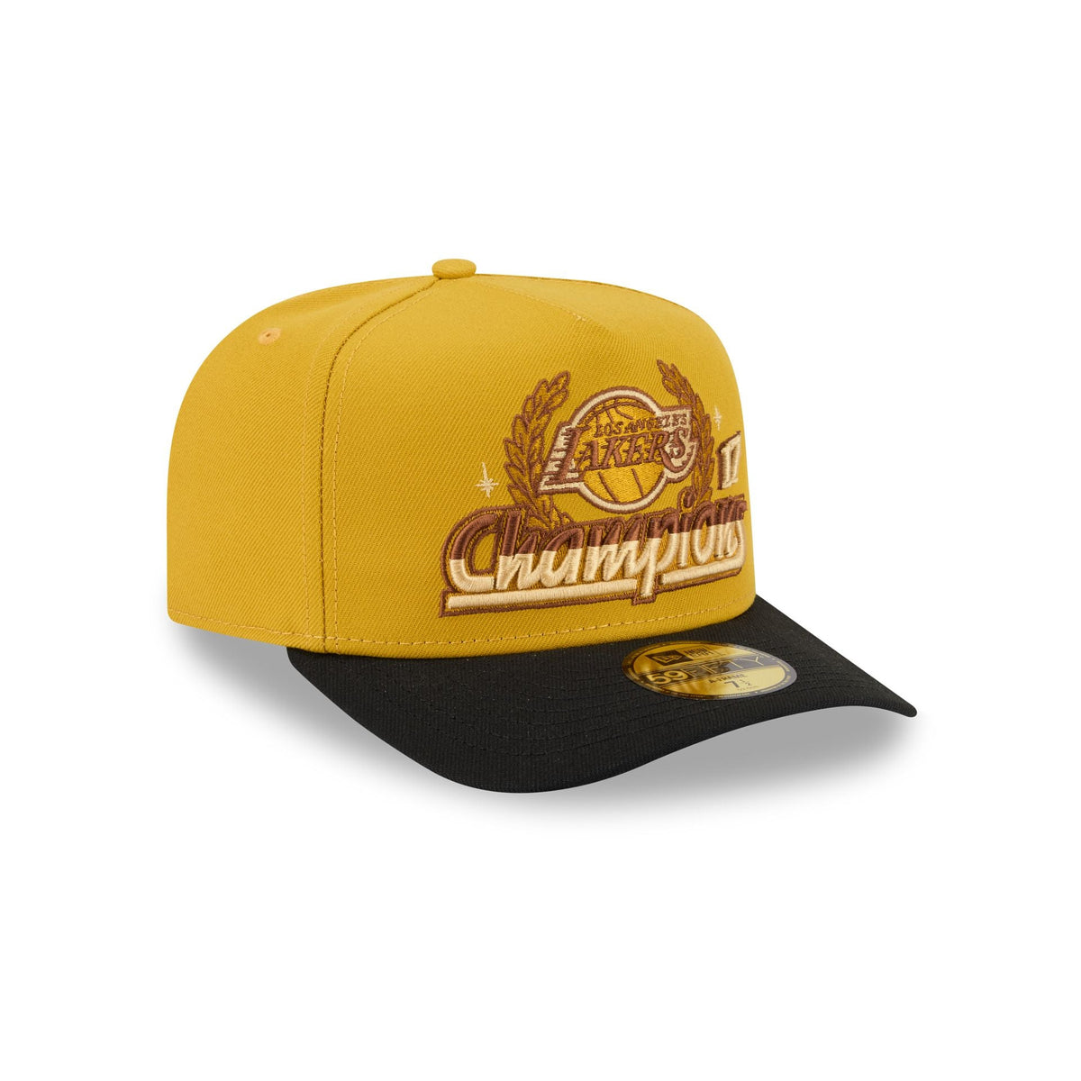 Just Caps Hardwood Classics Trophy Yellow Los Angeles Lakers 59FIFTY A-Frame Fitted Hat - Image 3