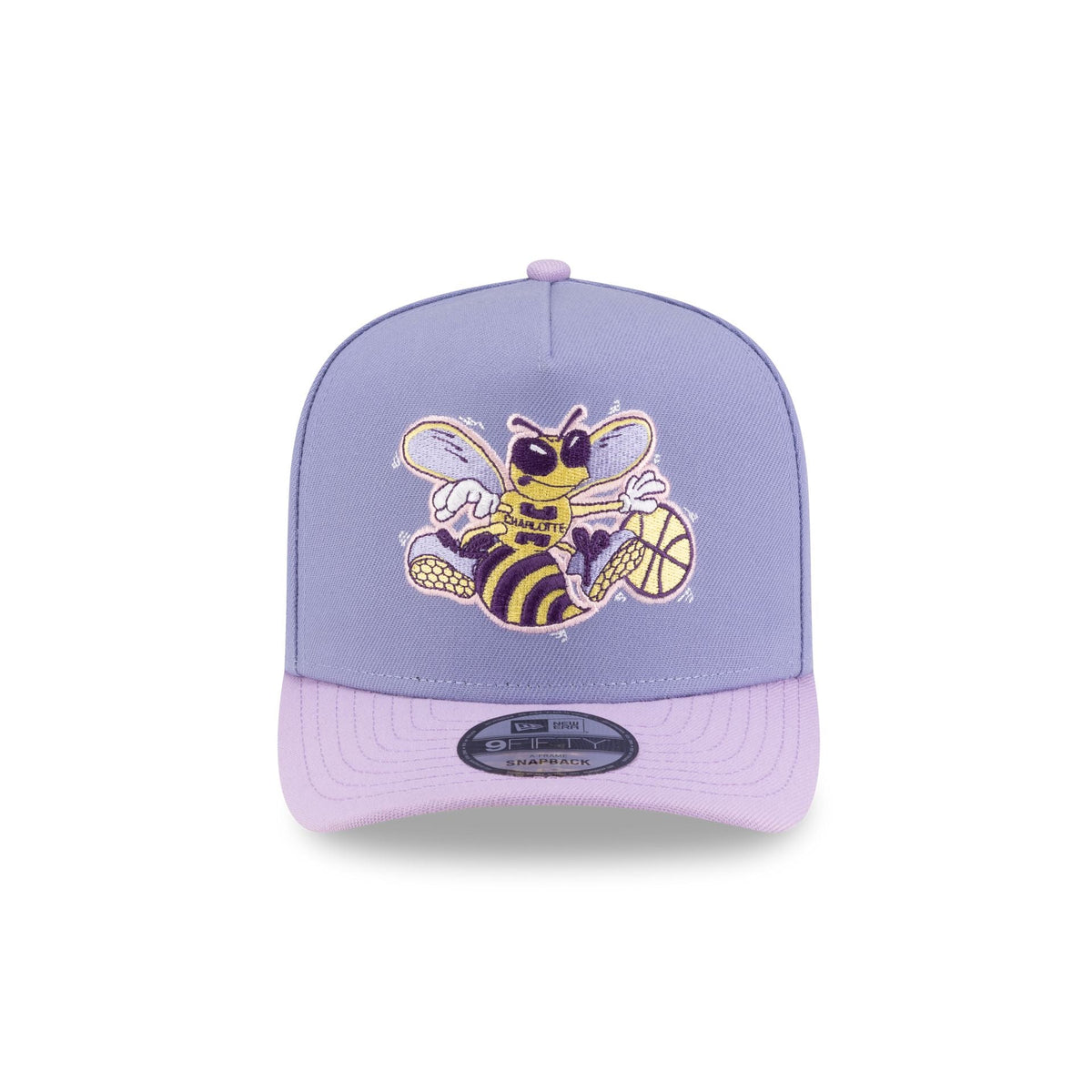 Charlotte Hornets Hardwood Classics Lavender Purple 9FIFTY A-Frame Snapback Hat - Image 2