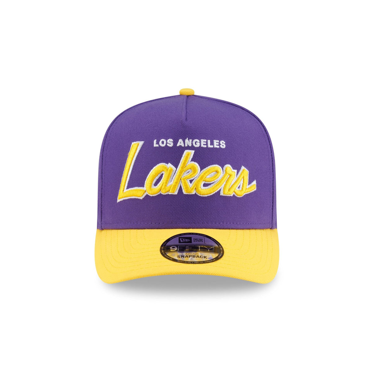 Los Angeles Lakers Hardwood Classics 90s Script 9FIFTY A-Frame Snapback Hat - Image 2