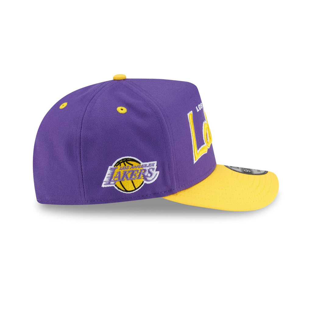 Los Angeles Lakers Hardwood Classics 90s Script 9FIFTY A-Frame Snapback Hat - Image 4