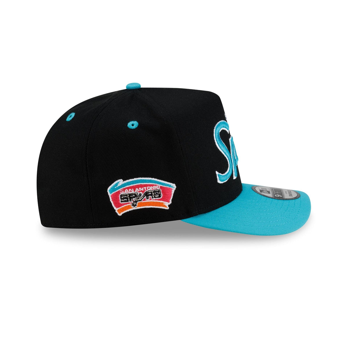 San Antonio Spurs Hardwood Classics 90s Script 9FIFTY A-Frame Snapback Hat - Image 4