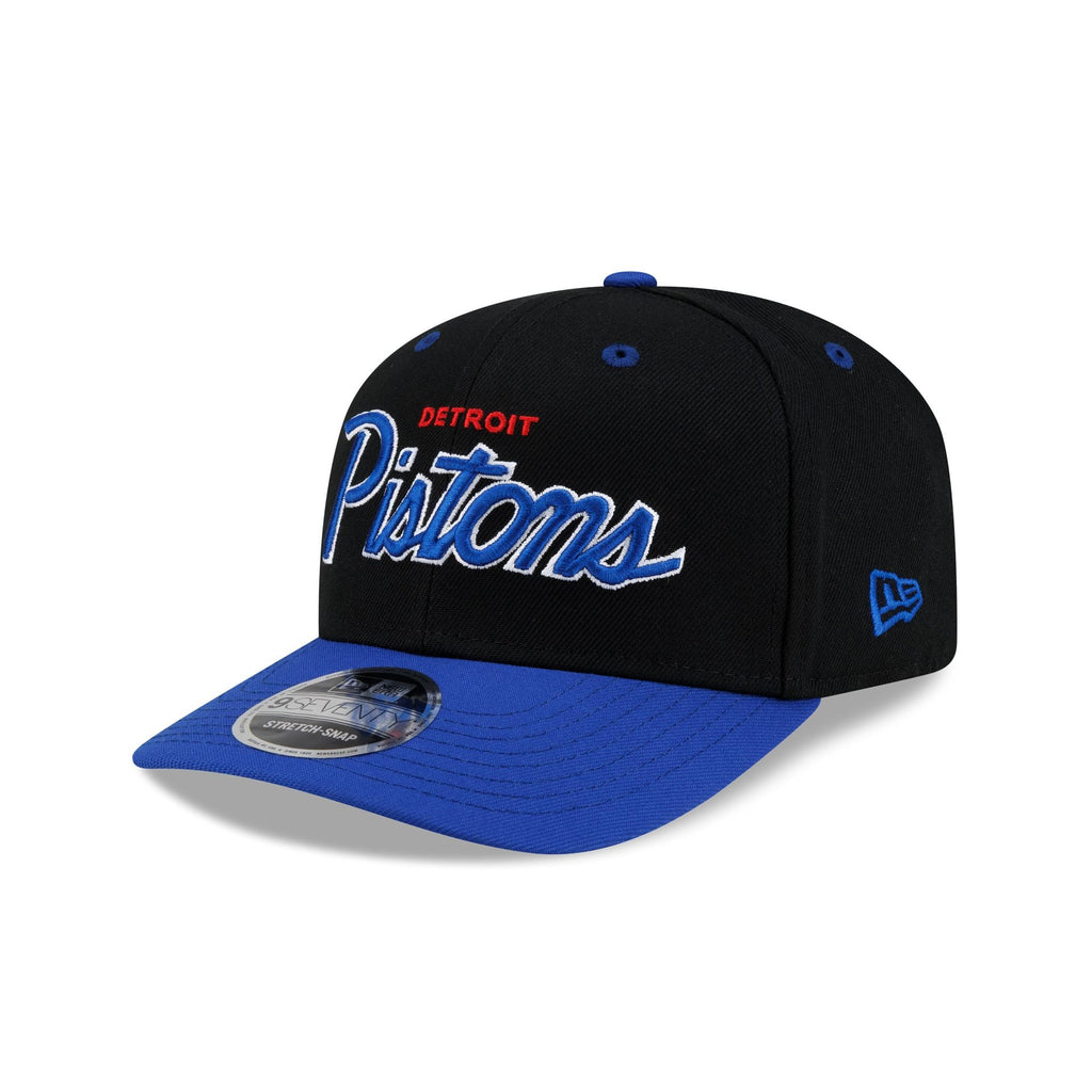 Detroit Pistons Hardwood Classics 90s Script 9SEVENTY Stretch-Snap Hat - Image 3
