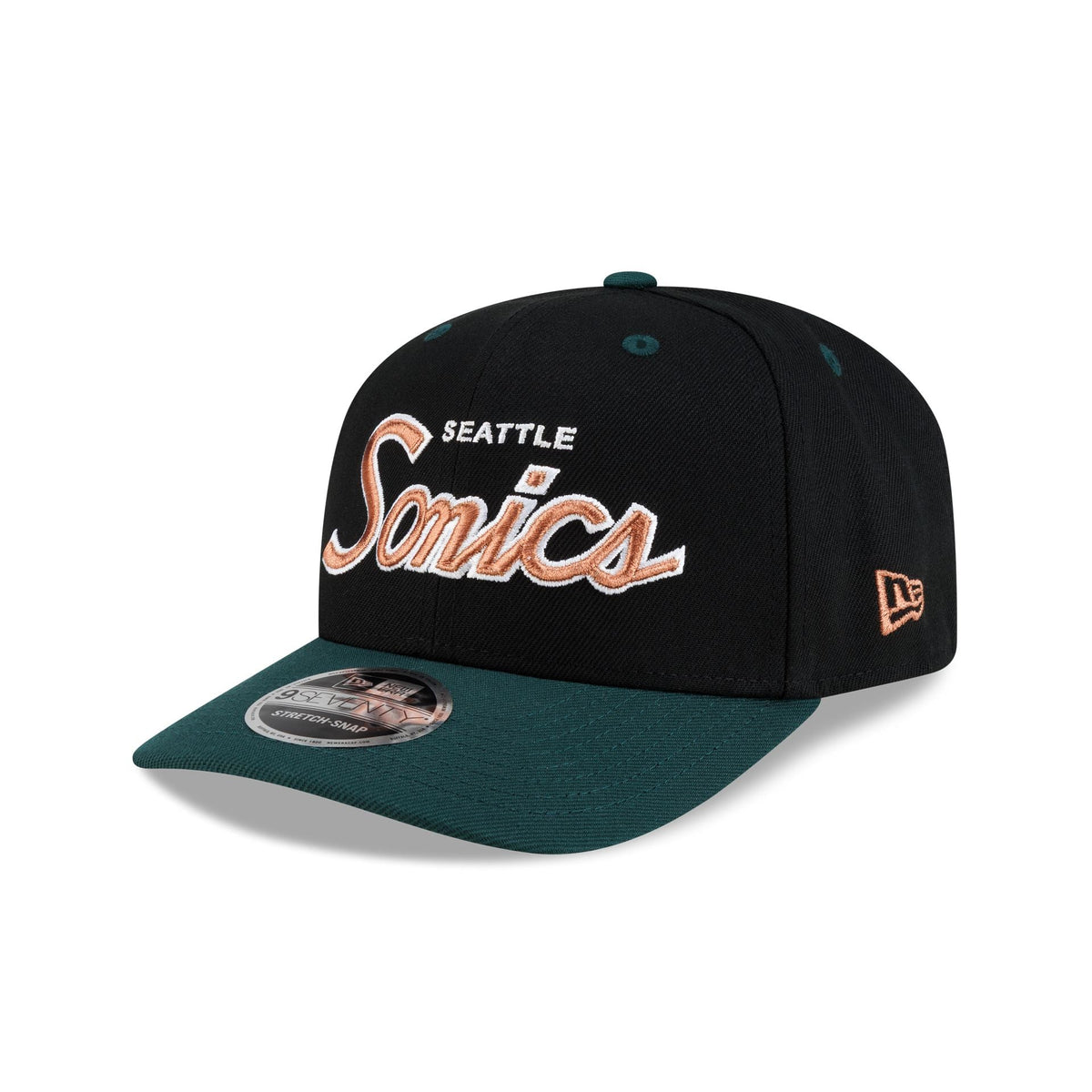 Seattle Supersonics Hardwood Classics 90s Script 9SEVENTY Stretch-Snap Hat - Image 3