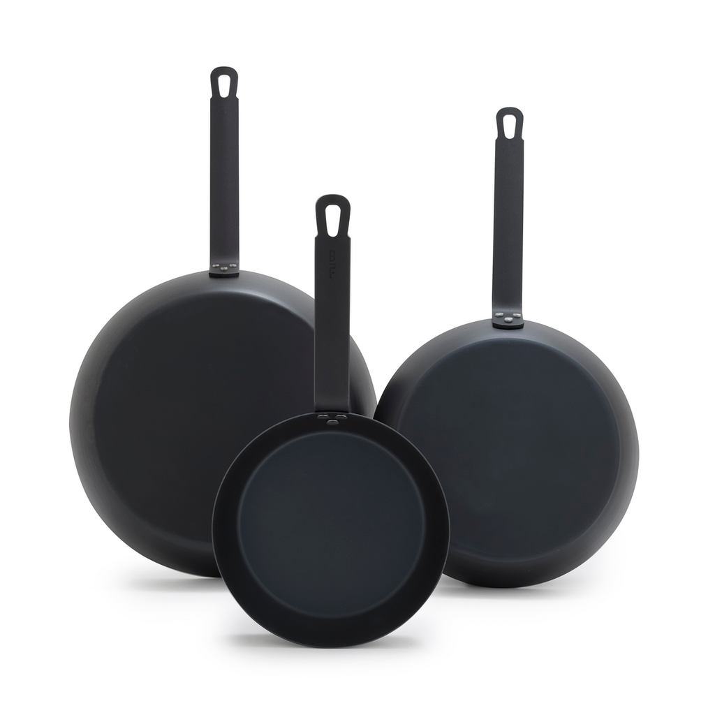 Bobby Flay by GreenPan 8", 10" and 12" Carbon Steel Frypan Set