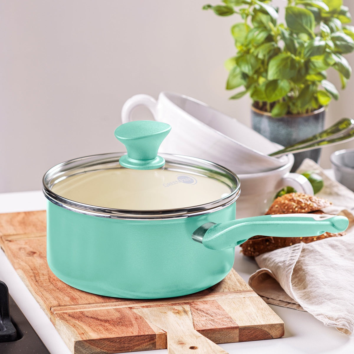 Rio Ceramic Nonstick 2-Quart Saucepan with Lid | Turquoise - Image 2