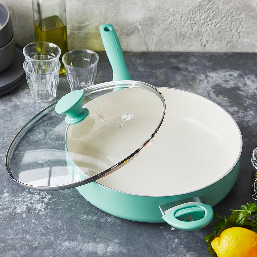 Rio Ceramic Nonstick 5-Quart Sauté Pan with Lid | Turquoise - Image 2