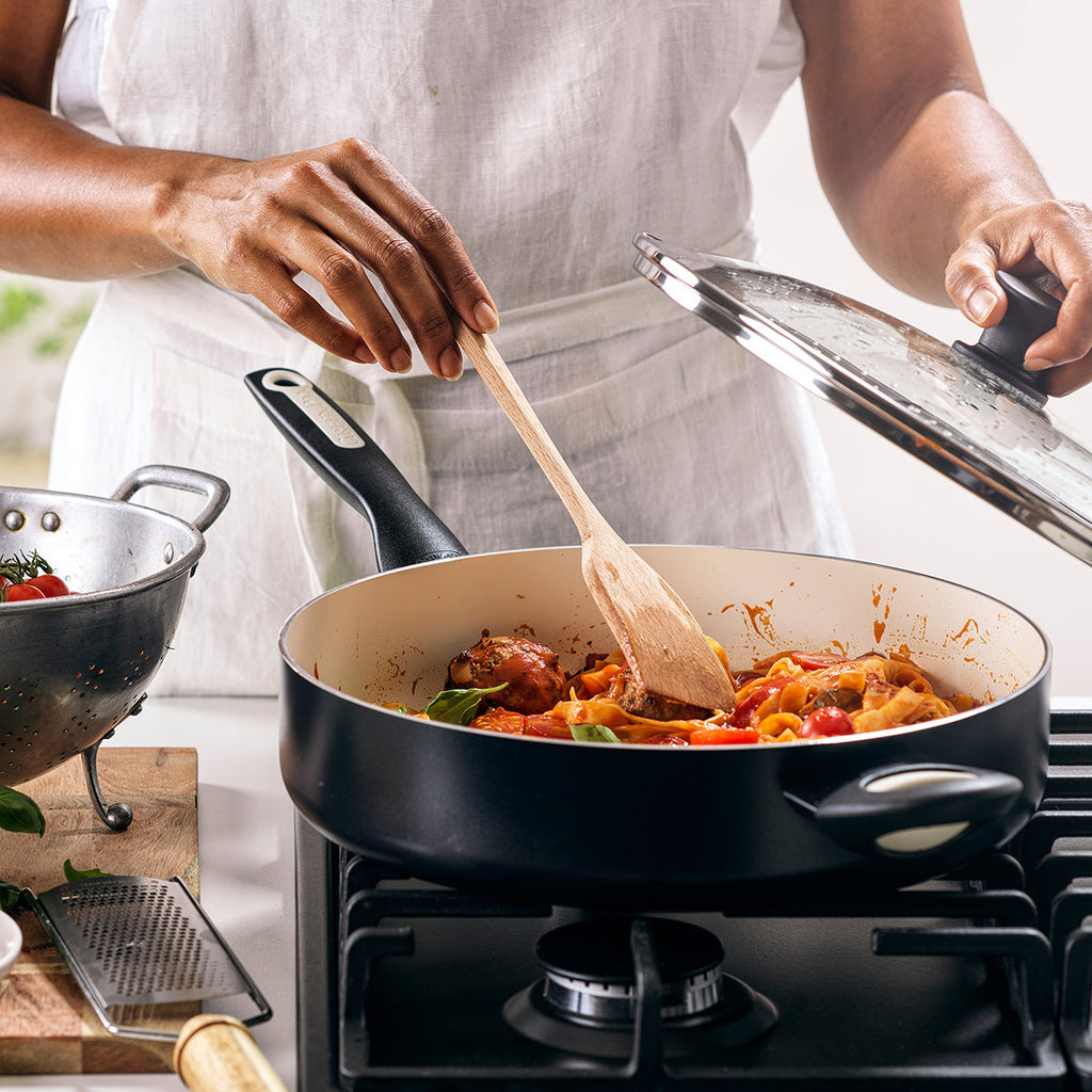 Rio Ceramic Nonstick 5-Quart Sauté Pan with Lid | Black - Image 3