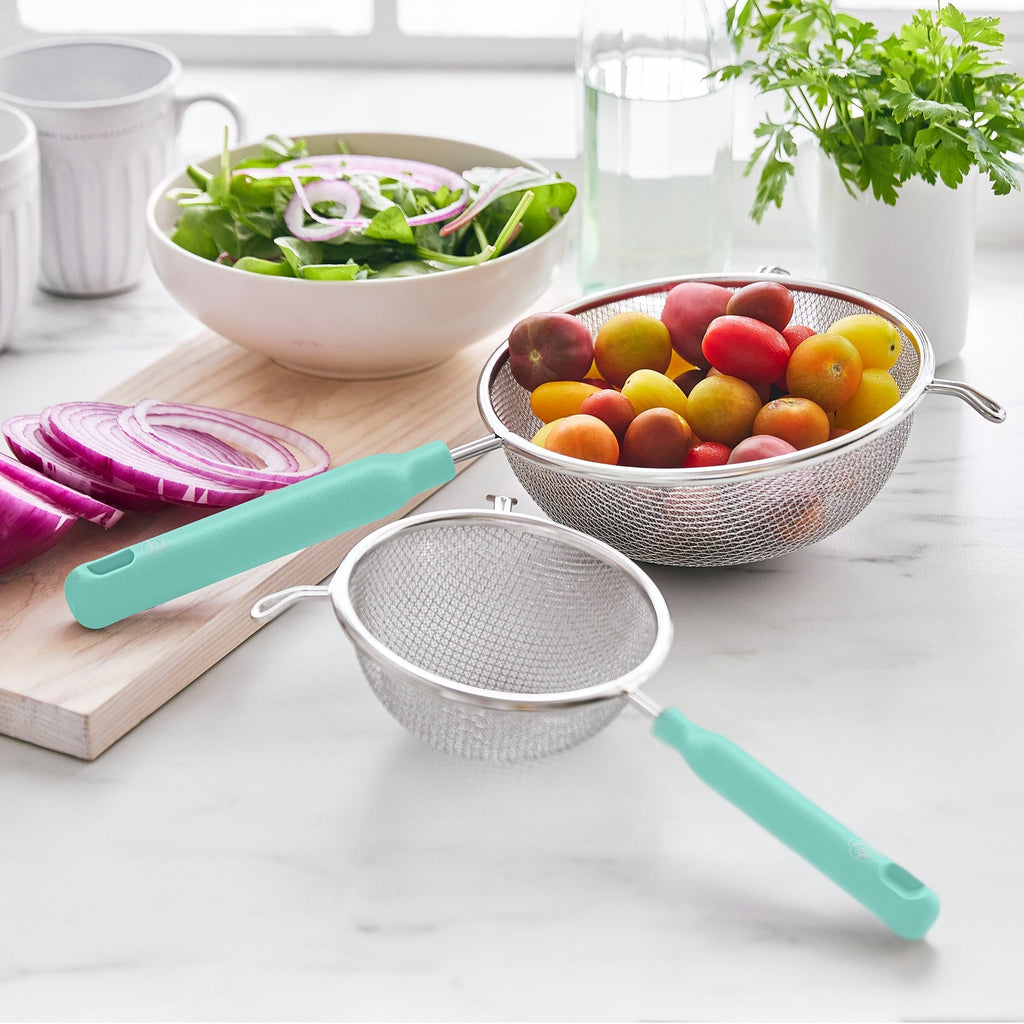 GreenLife Stainless Steel Mesh Strainers, Set of 4 | Turquoise - Image 5