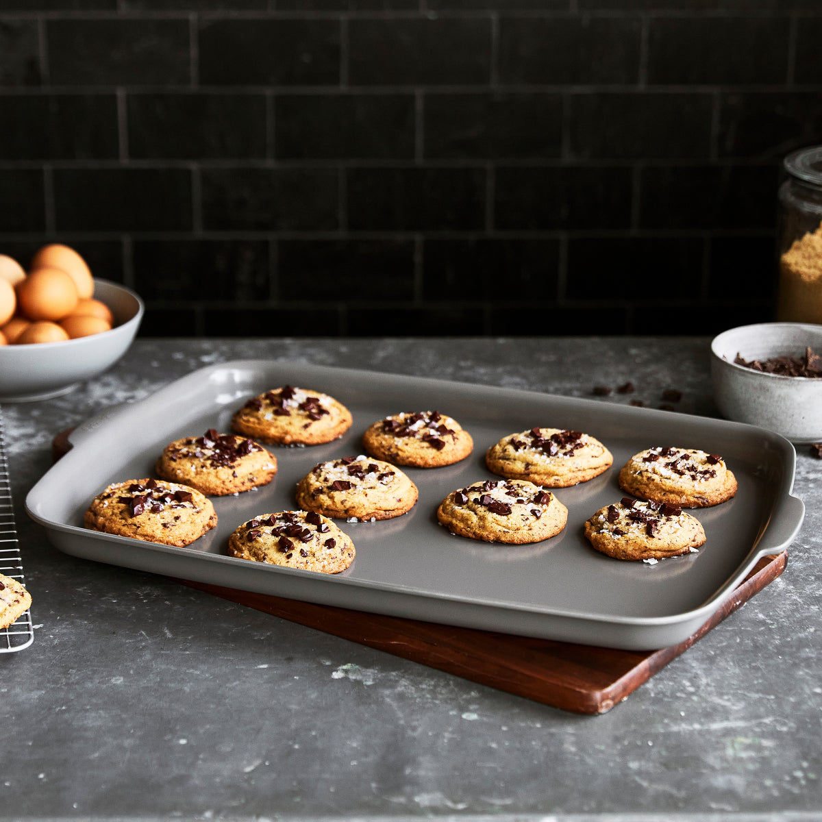 Premiere Ovenware Ceramic Nonstick 18" x 13" Half Sheet Pan Set | Gray - Image 9