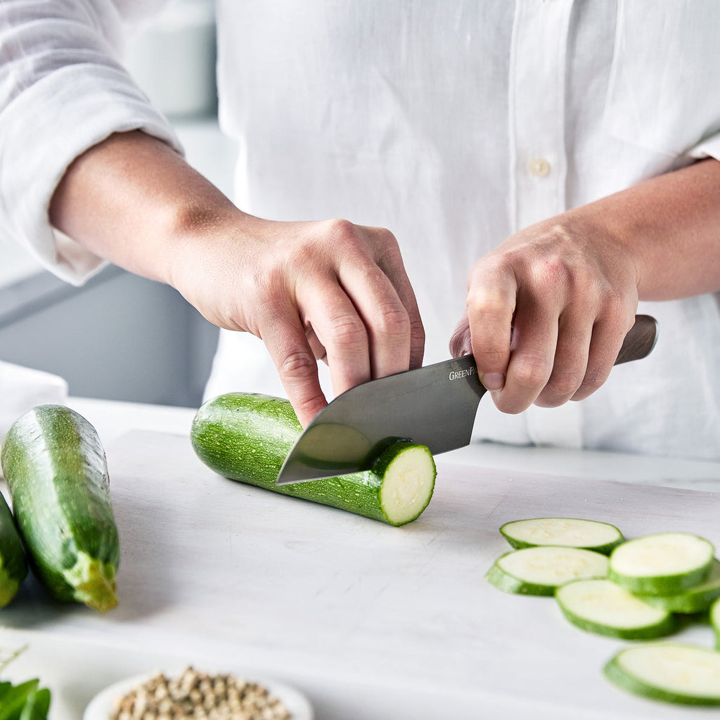 Premiere Titanium Cutlery 5" Small Santoku with Walnut Handle - Image 3