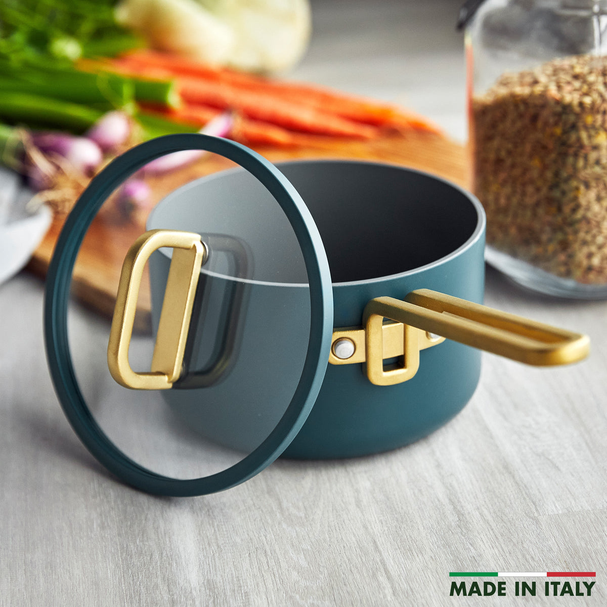 Stanley Tucci™ Ceramic Nonstick 2-Quart Saucepan with Lid | Venetian Teal - Image 2