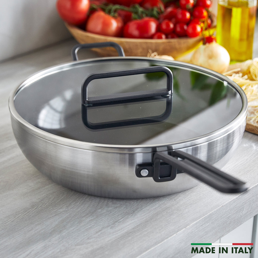 Stanley Tucci™ Stainless Steel Ceramic Nonstick 6.5-Quart Essential Stanley Pan with Lid | Black Handle - Image 3