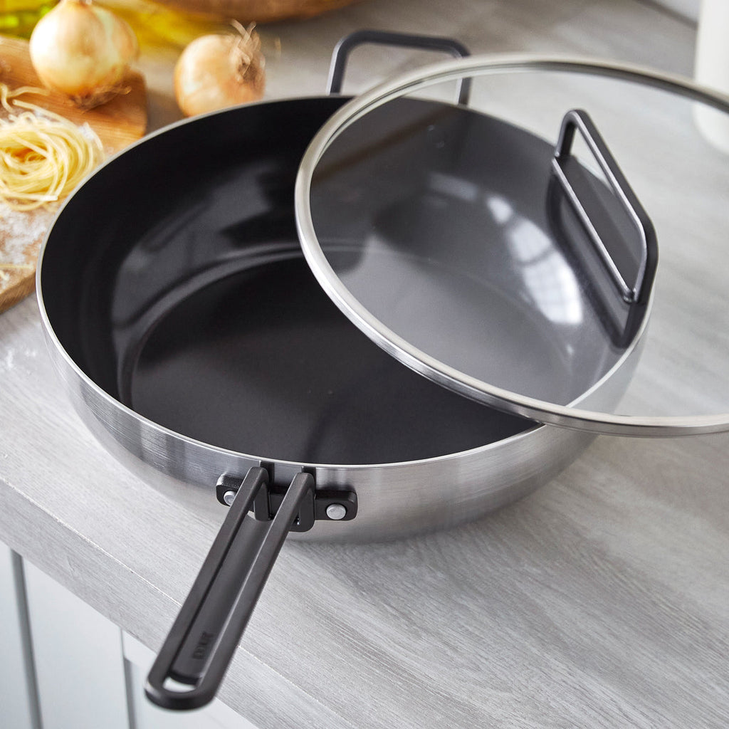 Stanley Tucci™ Stainless Steel Ceramic Nonstick 6.5-Quart Essential Stanley Pan with Lid | Black Handle - Image 5
