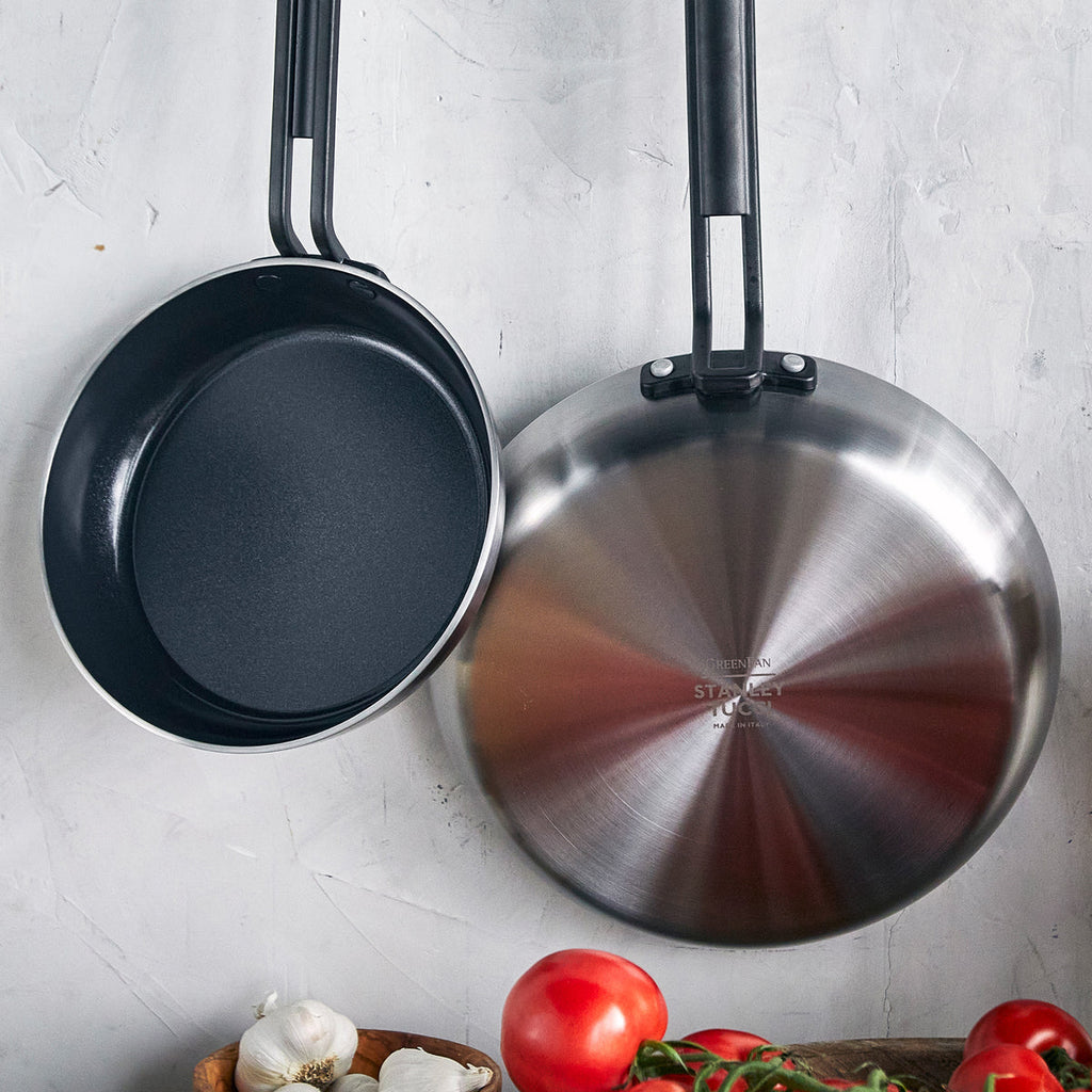 Stanley Tucci™ Stainless Steel Ceramic Nonstick 8" & 10" Frypan Set | Black Handles - Image 8