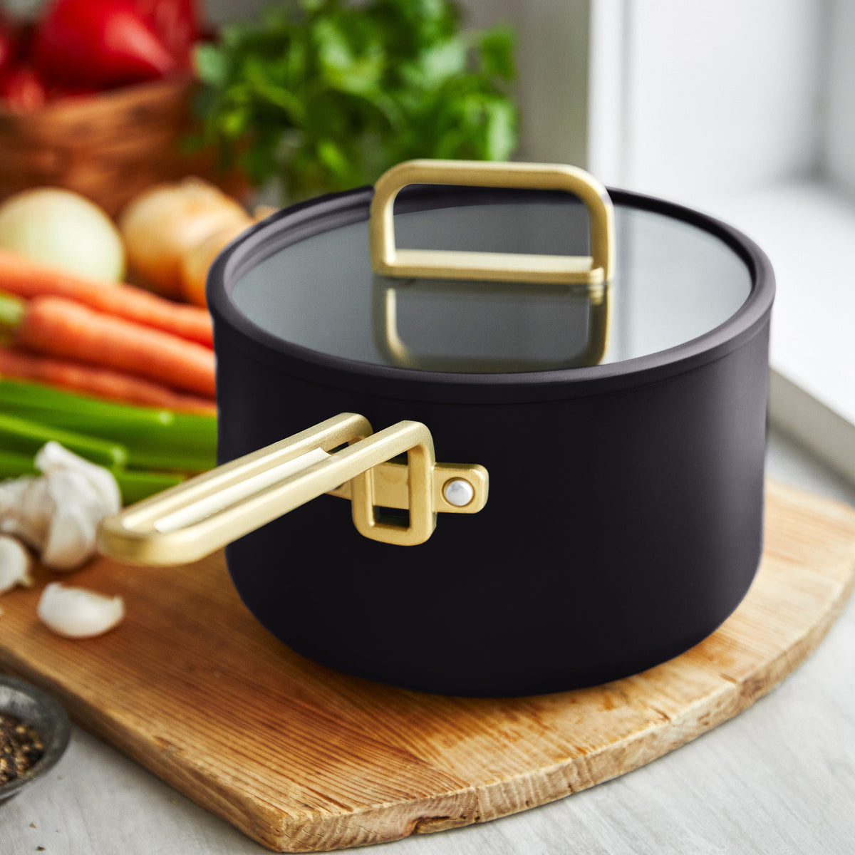 Stanley Tucci™ Ceramic Nonstick 4-Quart Saucepan with Lid | Calabrian Fig - Image 4
