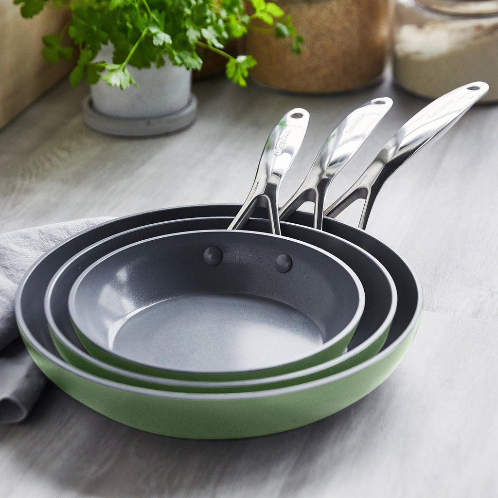 Valencia Pro Ceramic Nonstick 8", 9.5", and 11" Frypan Set | Sage - Image 8