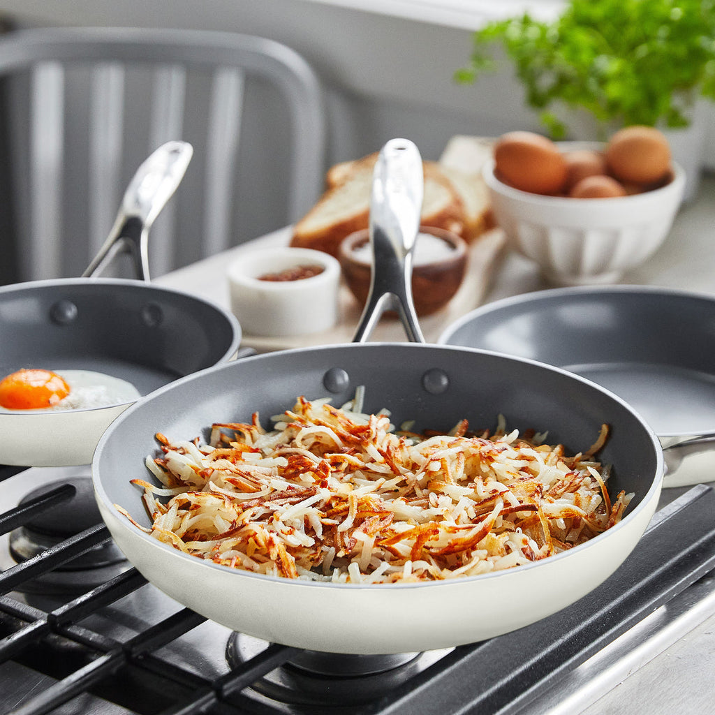 Valencia Pro Ceramic Nonstick 8", 9.5", and 11" Frypan Set | Cream - Image 6