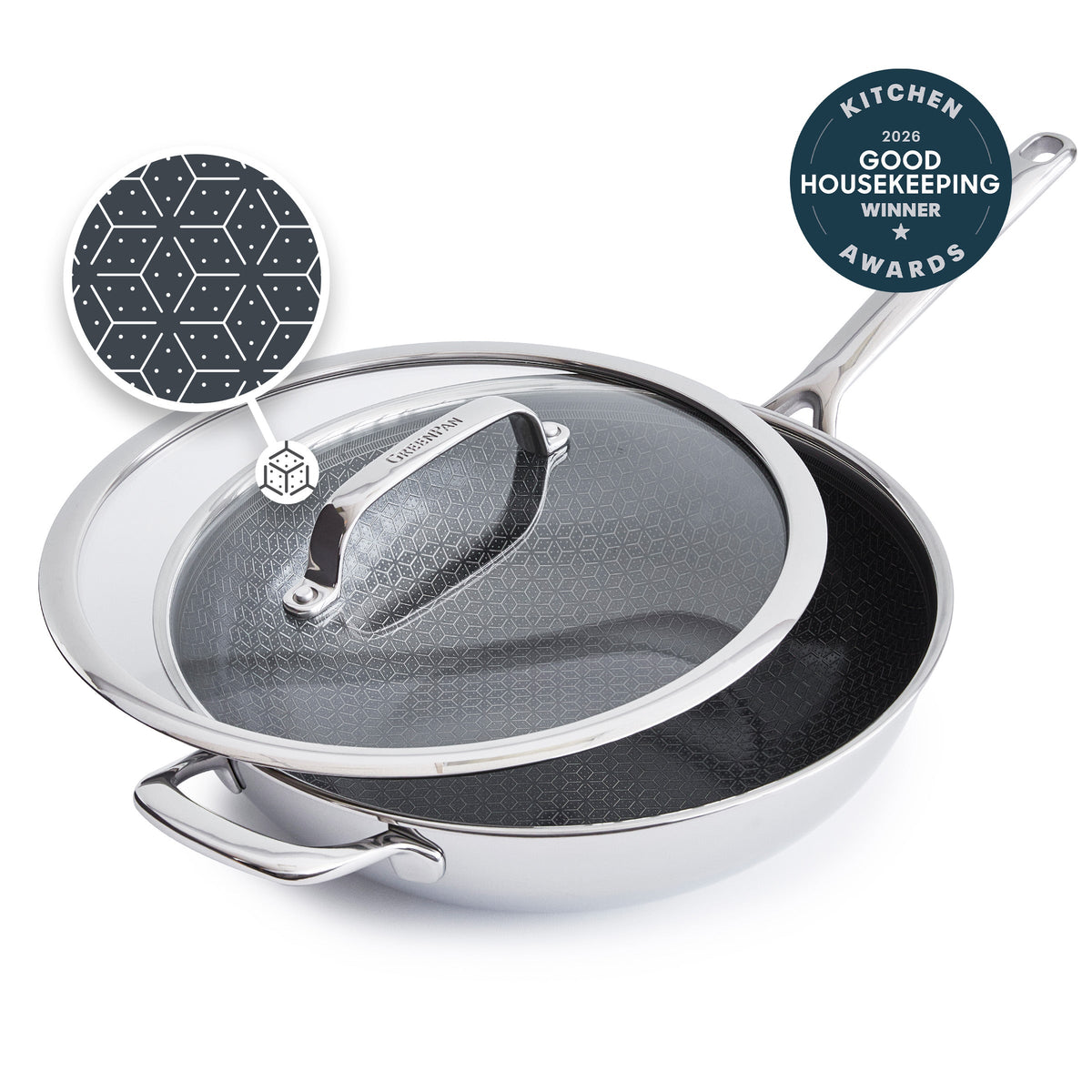 Spectra Thermobond Hybrid Ceramic Nonstick 12" Wok with Lid