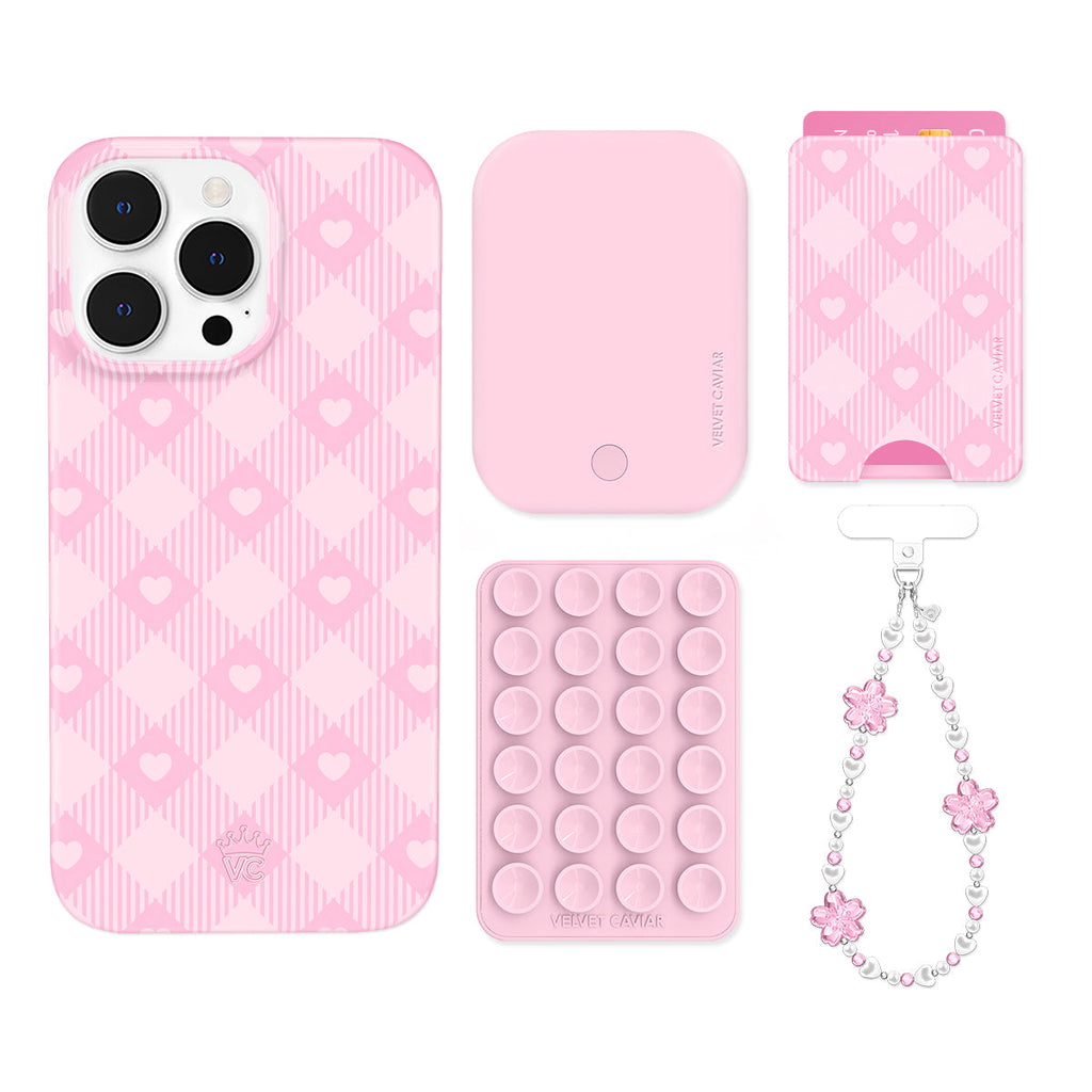 Dolly Pink Gingham iPhone Bundle Set - Wallet