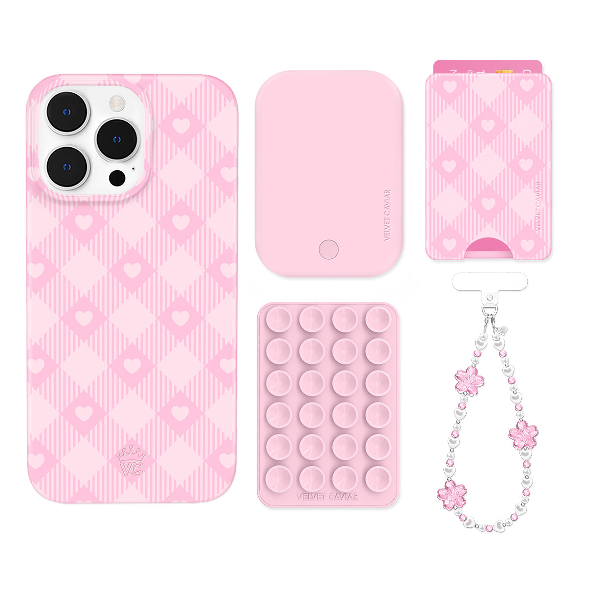 Dolly Pink Gingham iPhone Bundle Set - Wallet