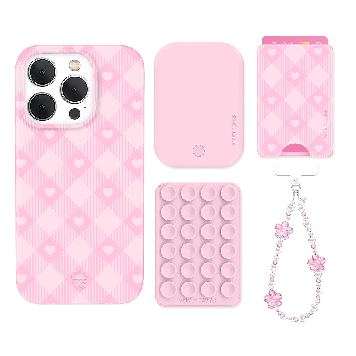 Dolly Pink Gingham iPhone Bundle Set - Wallet
