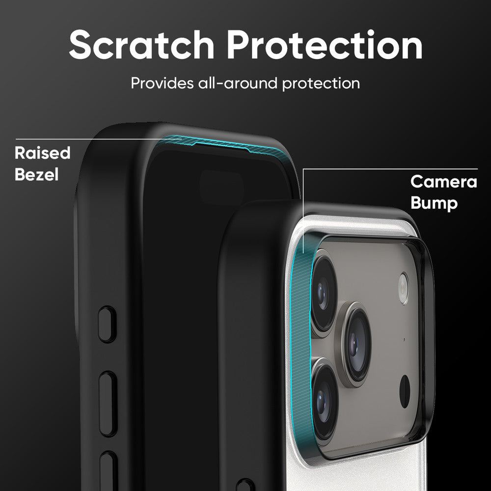 FLOLAB Surtect Tri-Fusion MagSafe Compatible Case – iPhone 17 Series (Black Frost White Ring)