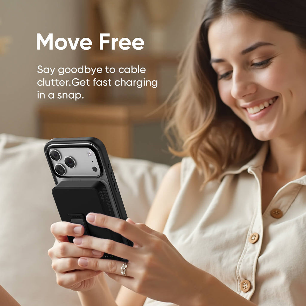 RESTOCKING - FLOLAB MagFLO Qi2 15W Wireless Power Bank, 20W PD charging- Kickstand, MagSafe Compatible, Fast Charging, Build in Cable