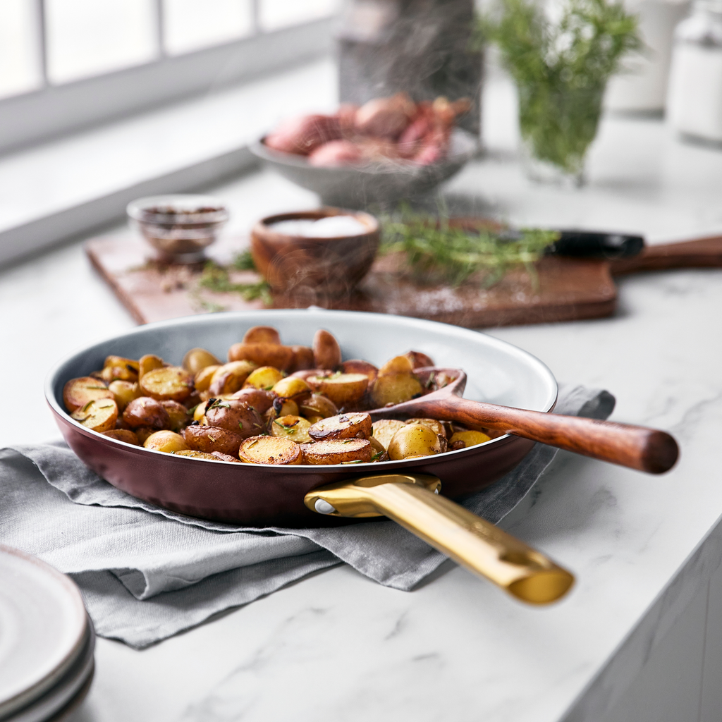 Reserve Ceramic Nonstick 10" and 12" Frypan Set | Burgundy - Image 2