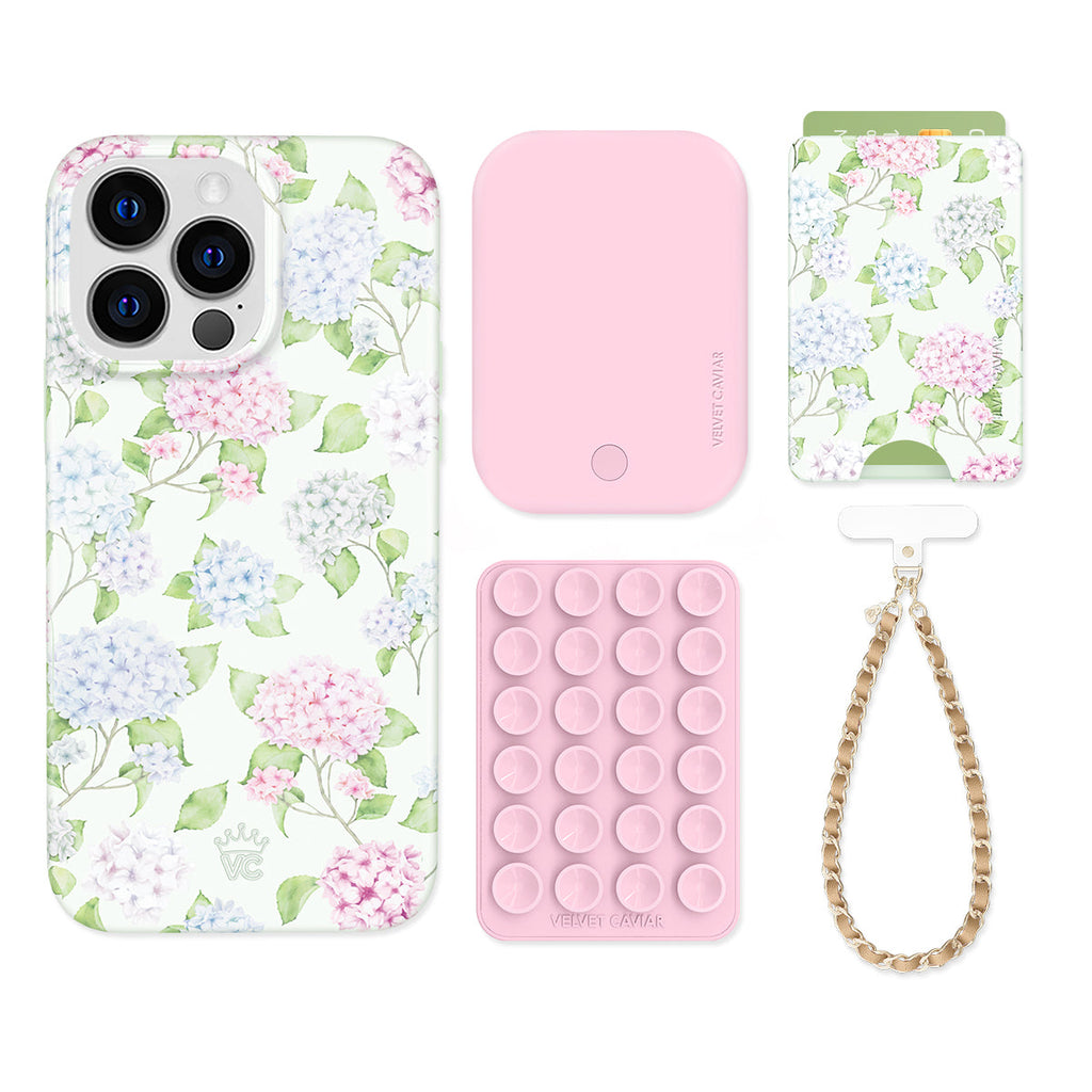 Hydrangea Floral iPhone Bundle Set - Wallet